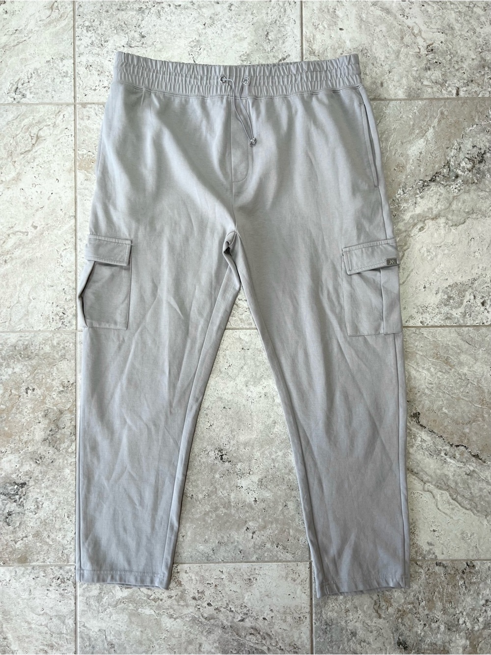JK Attire Men's Relaxed Fit Straight Leg Cargo Jogger Light Grey, Extra Large